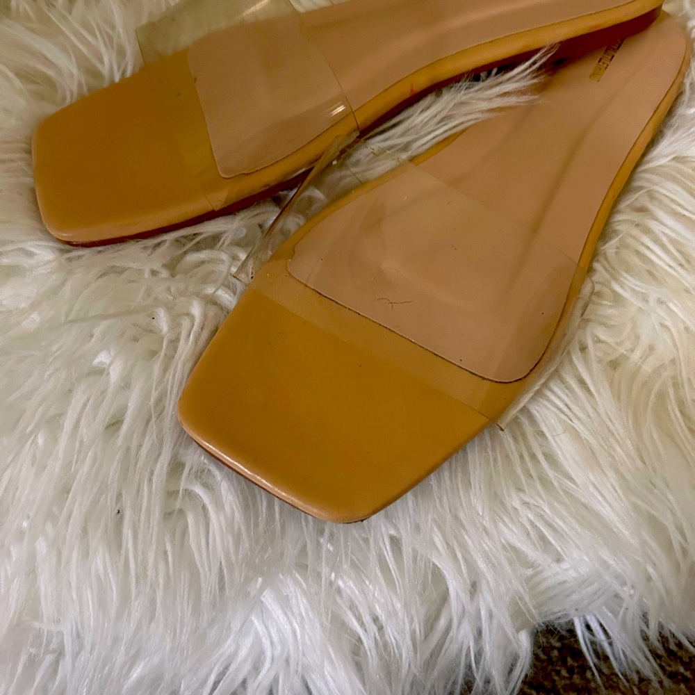 PLT 🩷 Nude Pu Clear Strap Mule Sandals